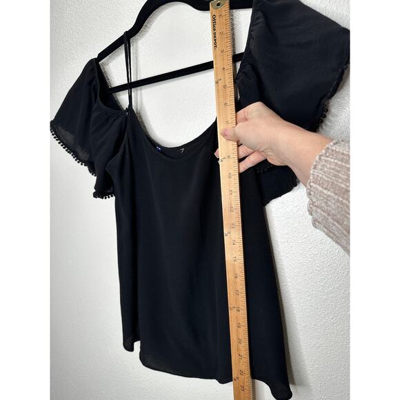 Rebecca Minkoff Aida Black Cold Shoulder Spaghetti Strap Blouse Top Small - Picture 14 of 14